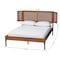 Baxton Studio Eridian MidCentury Modern Walnut Brown Finished Wood and Natural Rattan Queen Size Platform Bed 222-11891-ZORO - alternate 10